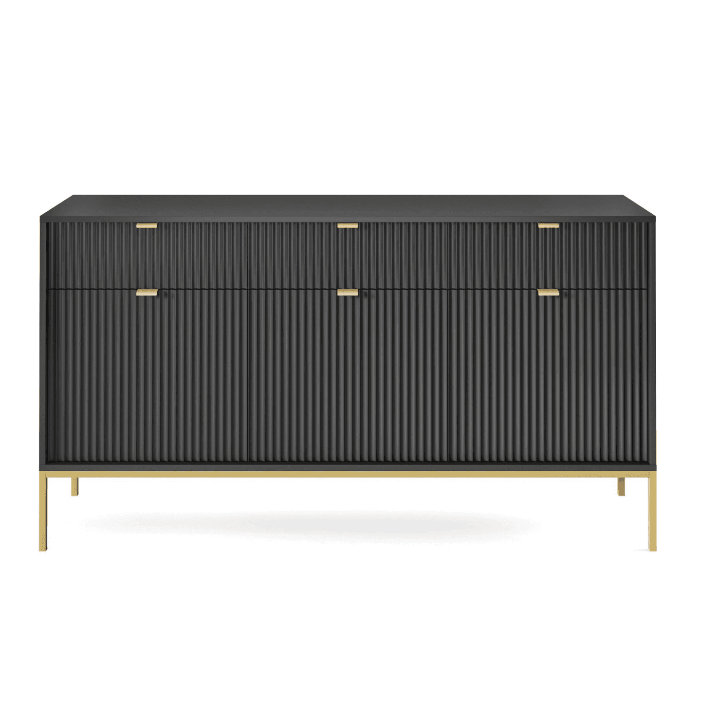 Komoda 154 cm Crow czarna + złote nóżki