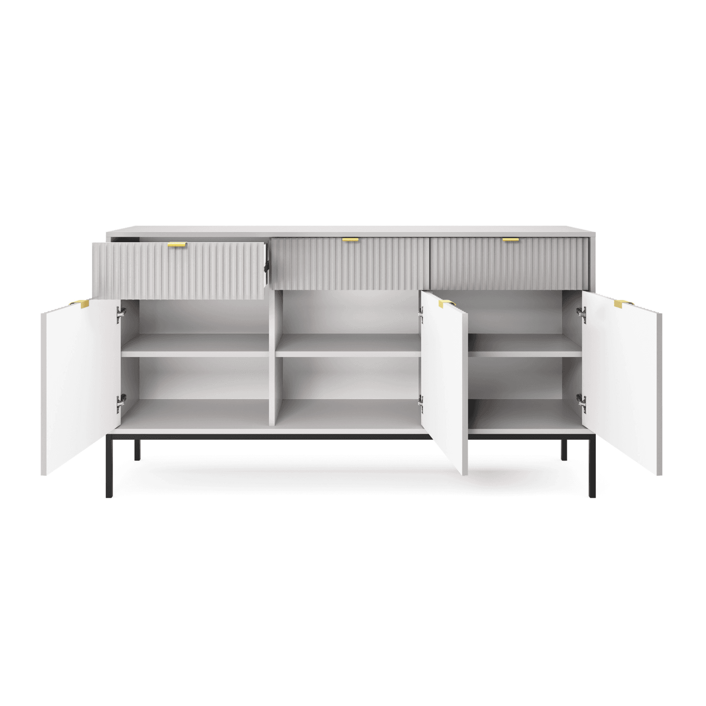 Komoda 154 cm Crow szara + czarne nóżki