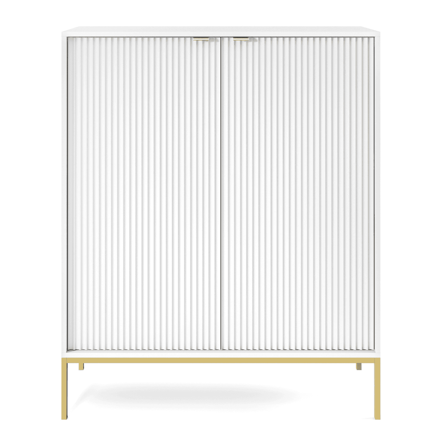 Komoda wysoka 104 cm Crow biała + złote nóżki