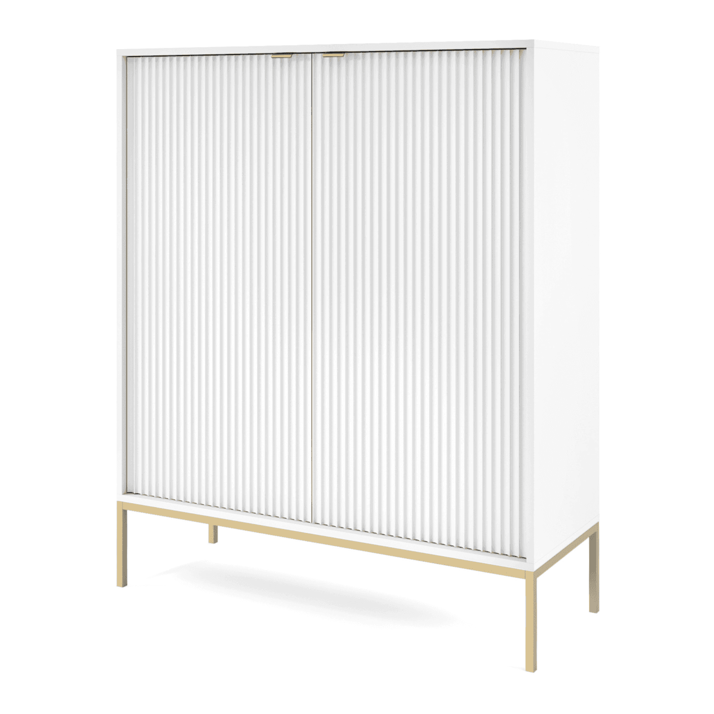 Komoda wysoka 104 cm Crow biała + złote nóżki