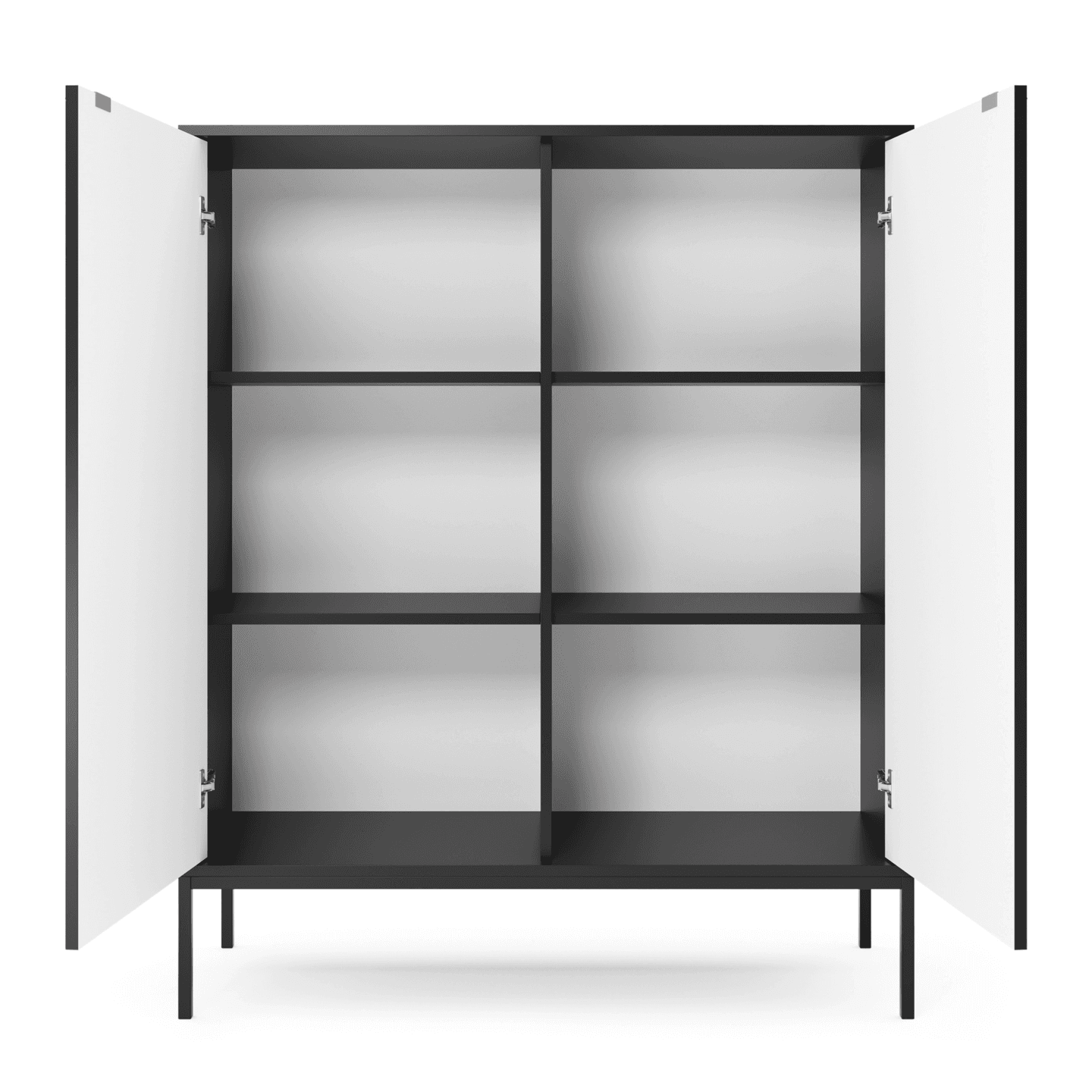 Komoda wysoka 104 cm Crow czarna + czarne nóżki