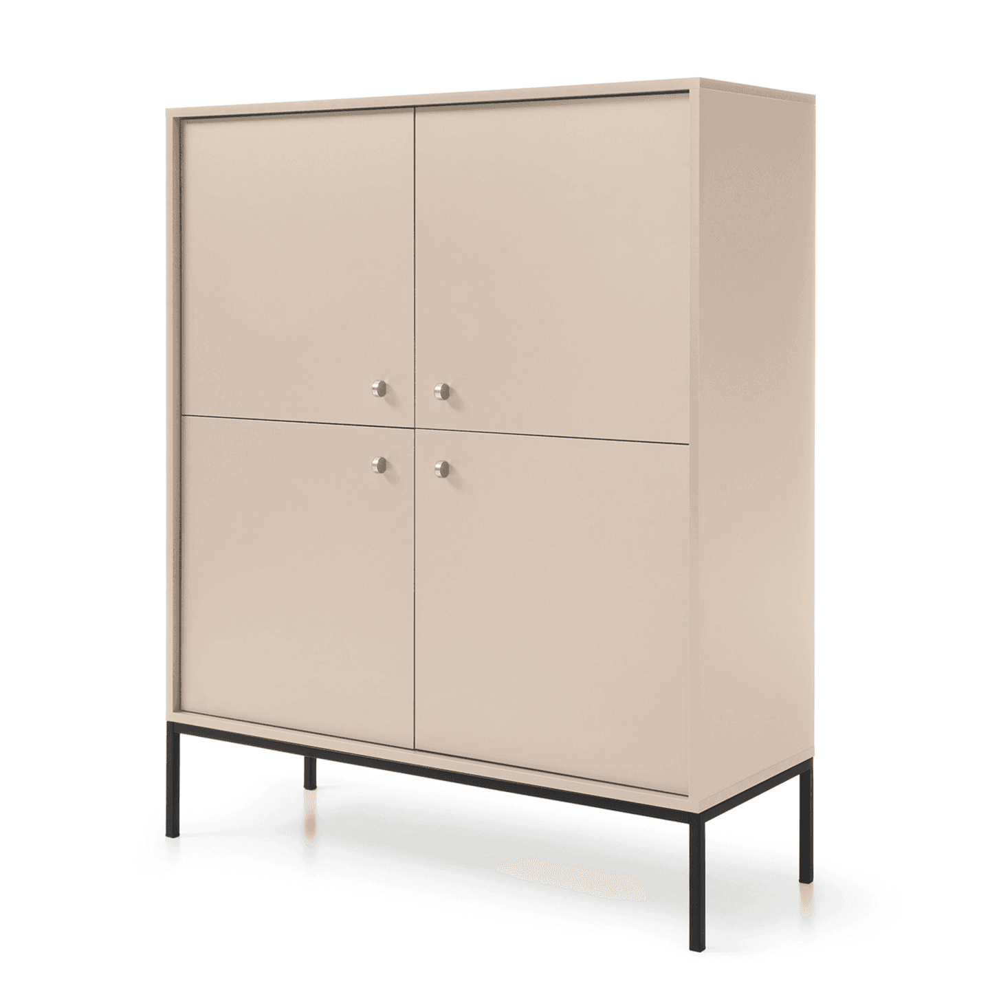 Komoda wysoka Linea 104 beż + czarne nóżki