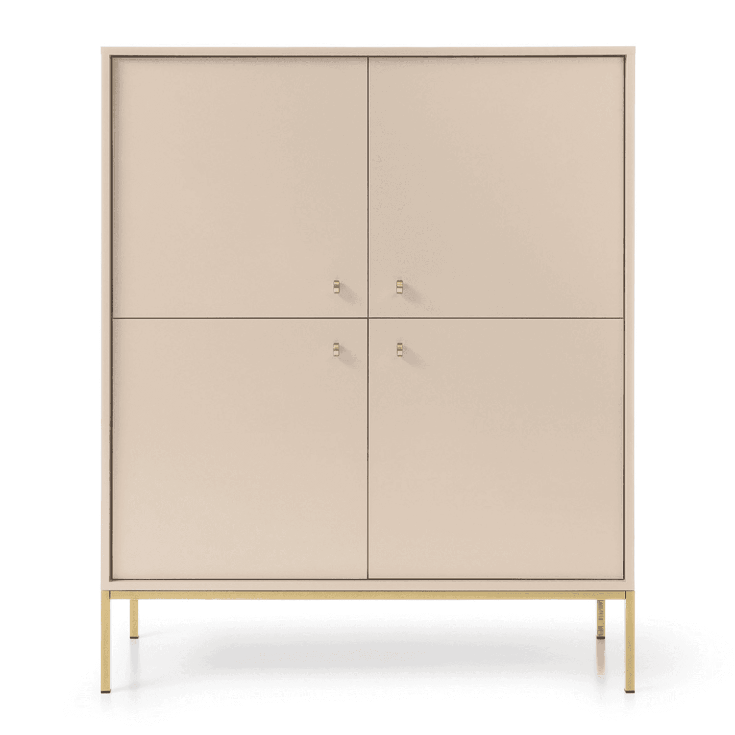 Komoda wysoka Linea 104 beż + złote nóżki