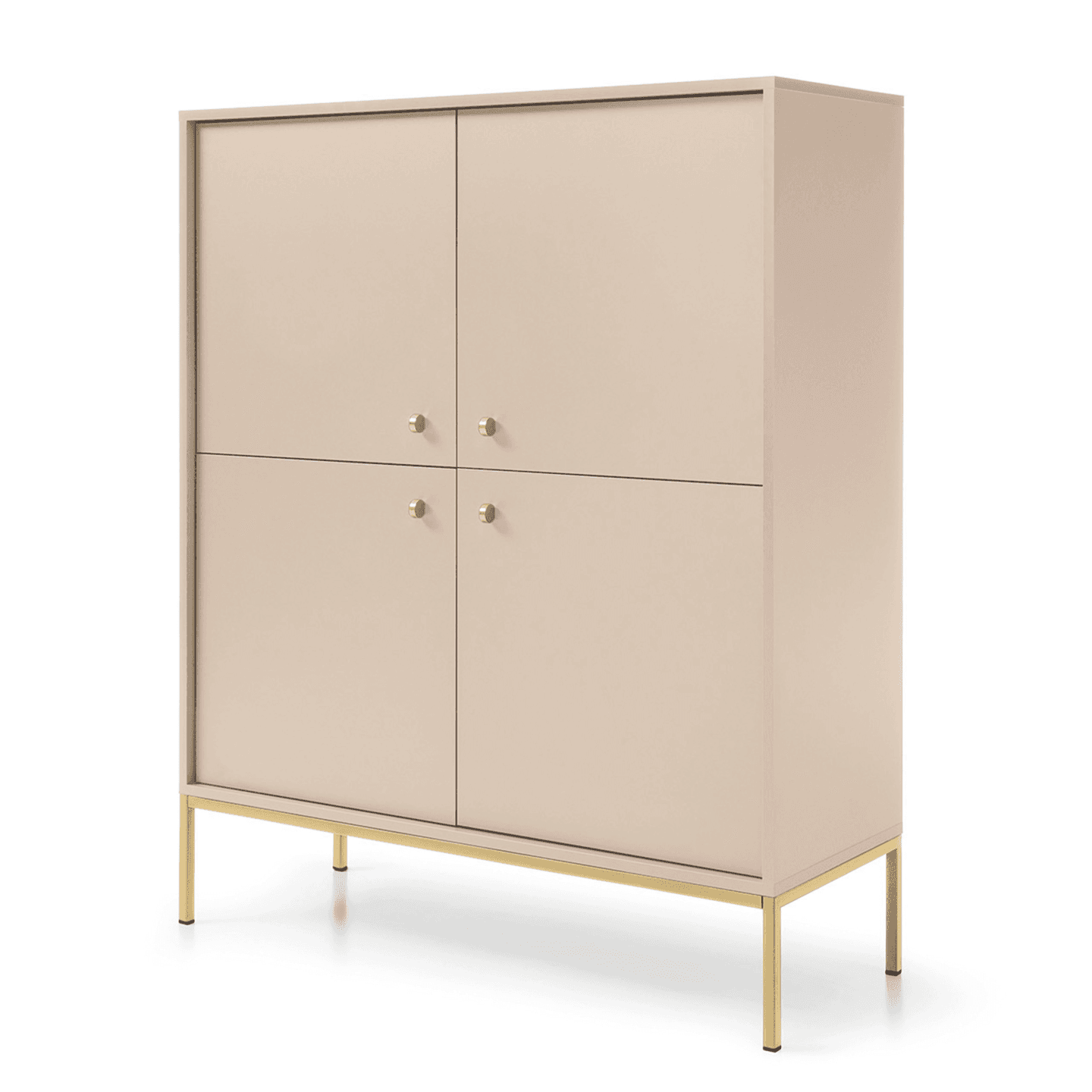 Komoda wysoka Linea 104 beż + złote nóżki