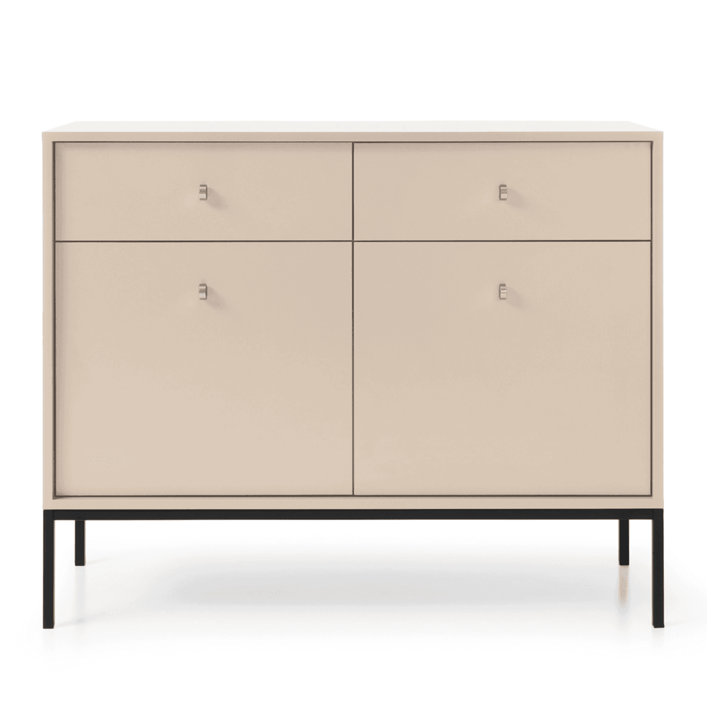 Komoda Linea 104 cm beż + czarne nóżki