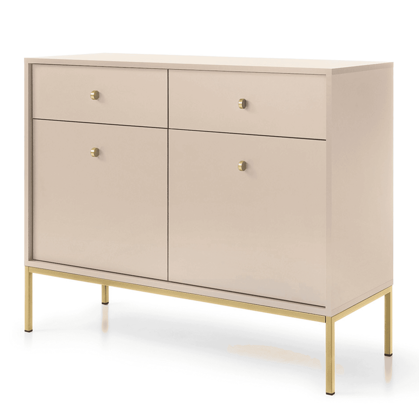 Komoda Linea 104 cm beż + złote nóżki