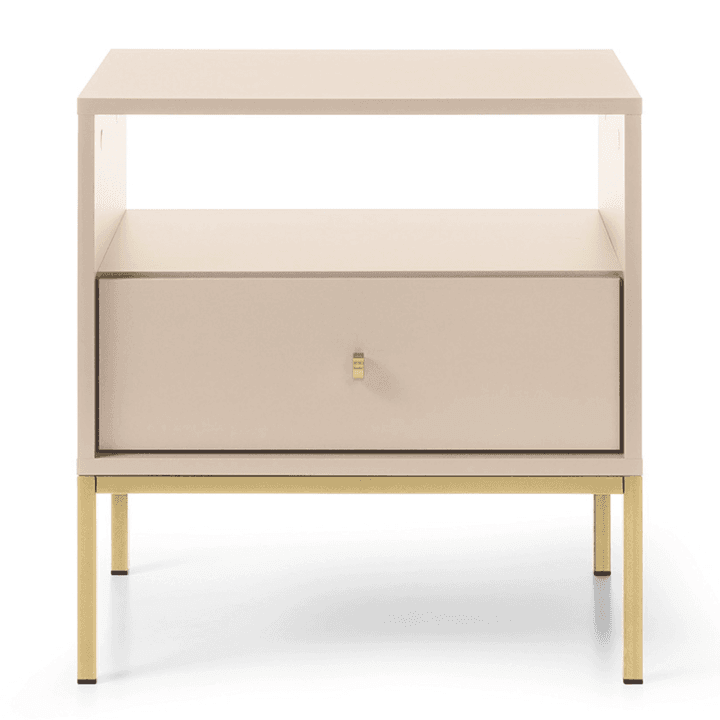 Stolik nocny Linea 54 cm beż + złote nóżki - zdjęcie 2