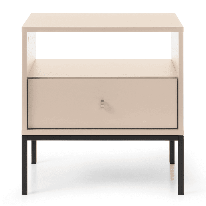 Stolik nocny Linea 54 cm beż + czarne nóżki - zdjęcie 2