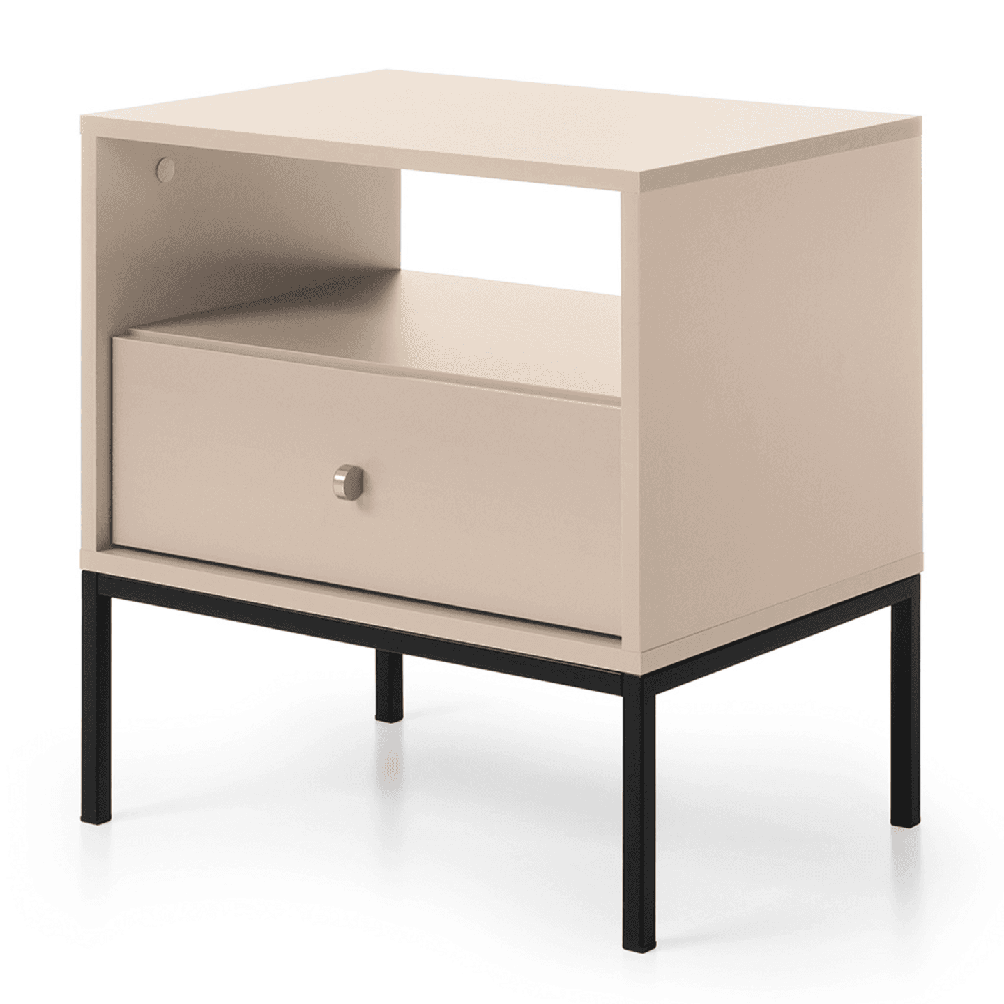 Stolik nocny Linea 54 cm beż + czarne nóżki