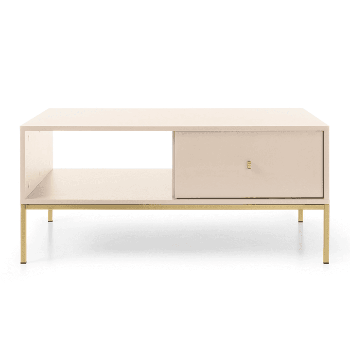 Stolik kawowy Linea beż + złote nóżki - zdjęcie 2