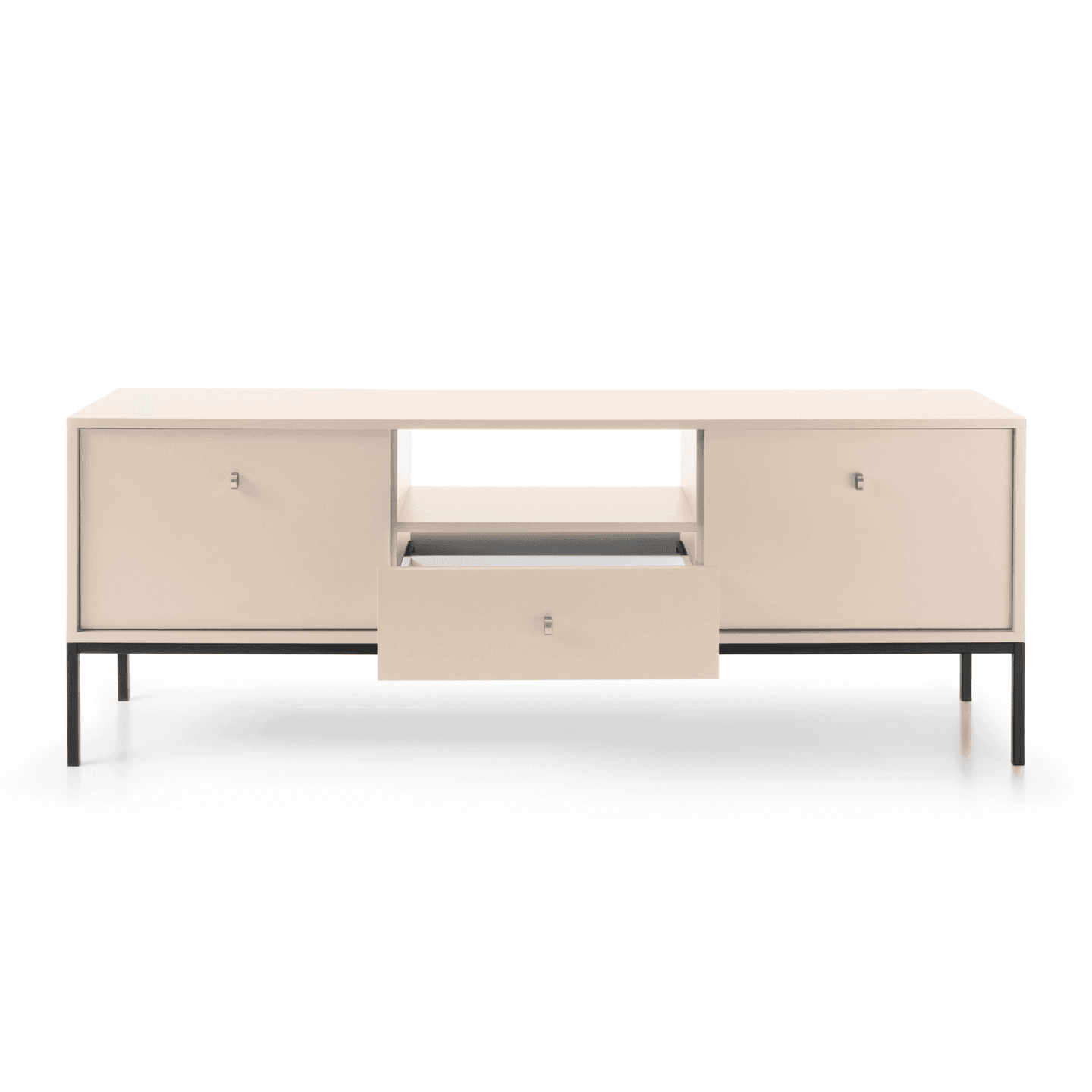 Szafka RTV Linea beż + czarne nóżki