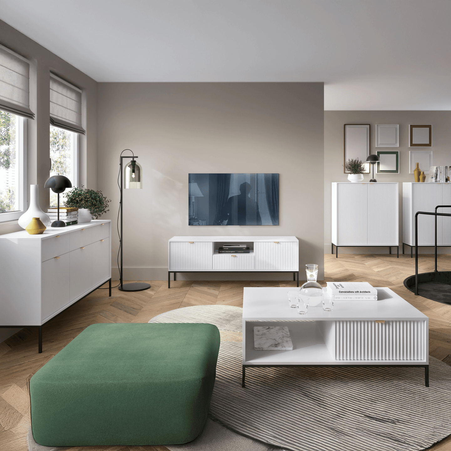 Toaletka Crow 104 cm biała + czarne nóżki