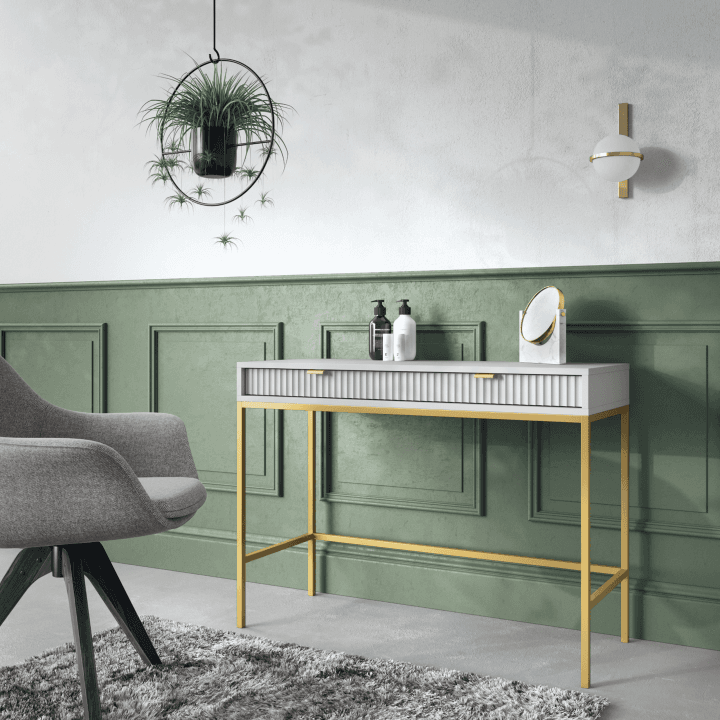 Toaletka Crow 104 cm szara + złote nóżki - zdjęcie 2