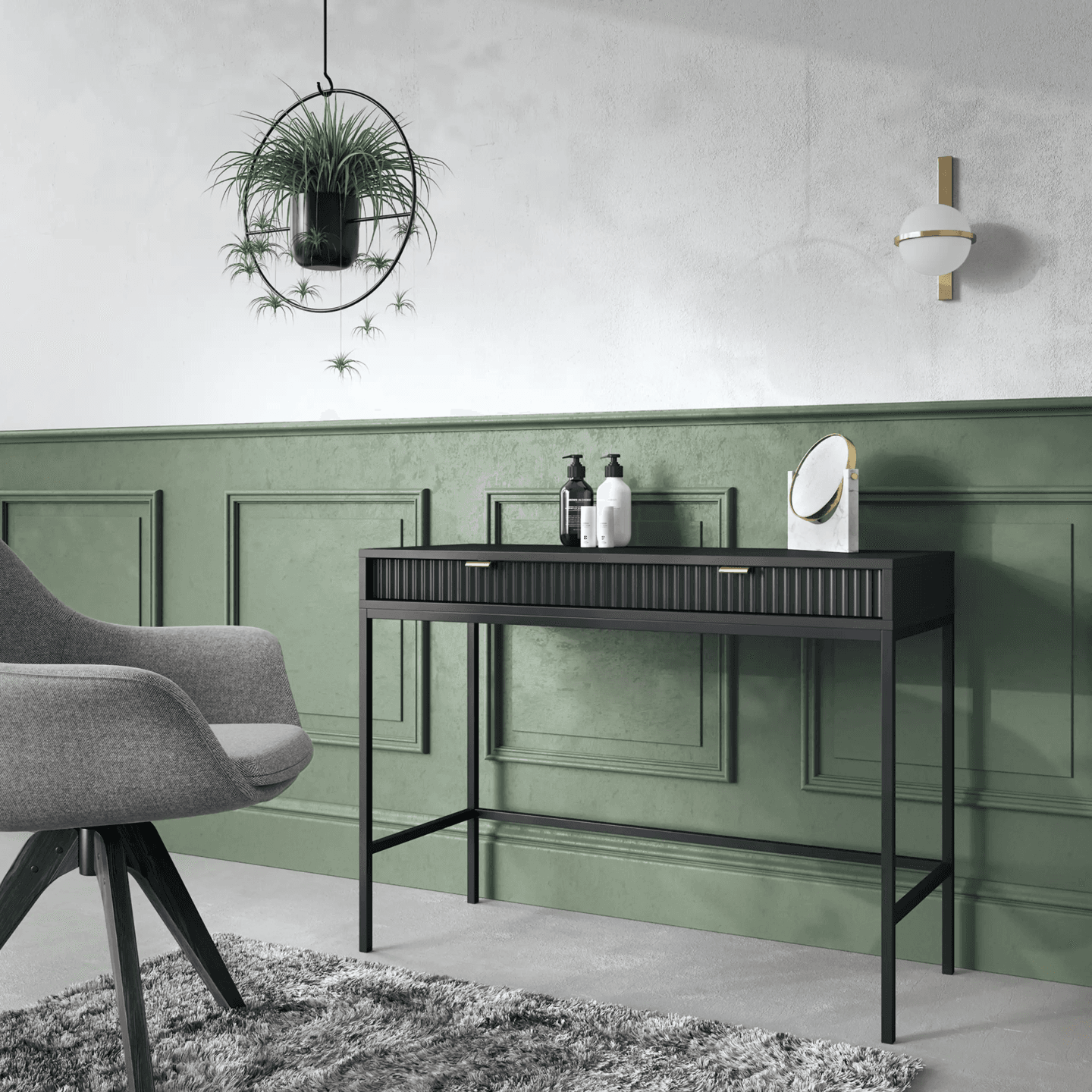 Toaletka Crow 104 cm czarna + czarne nóżki - zdjęcie 2