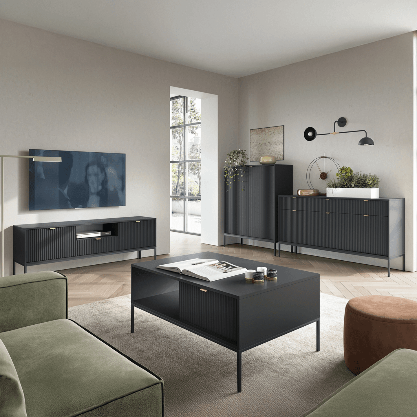 Toaletka Crow 104 cm czarna + czarne nóżki