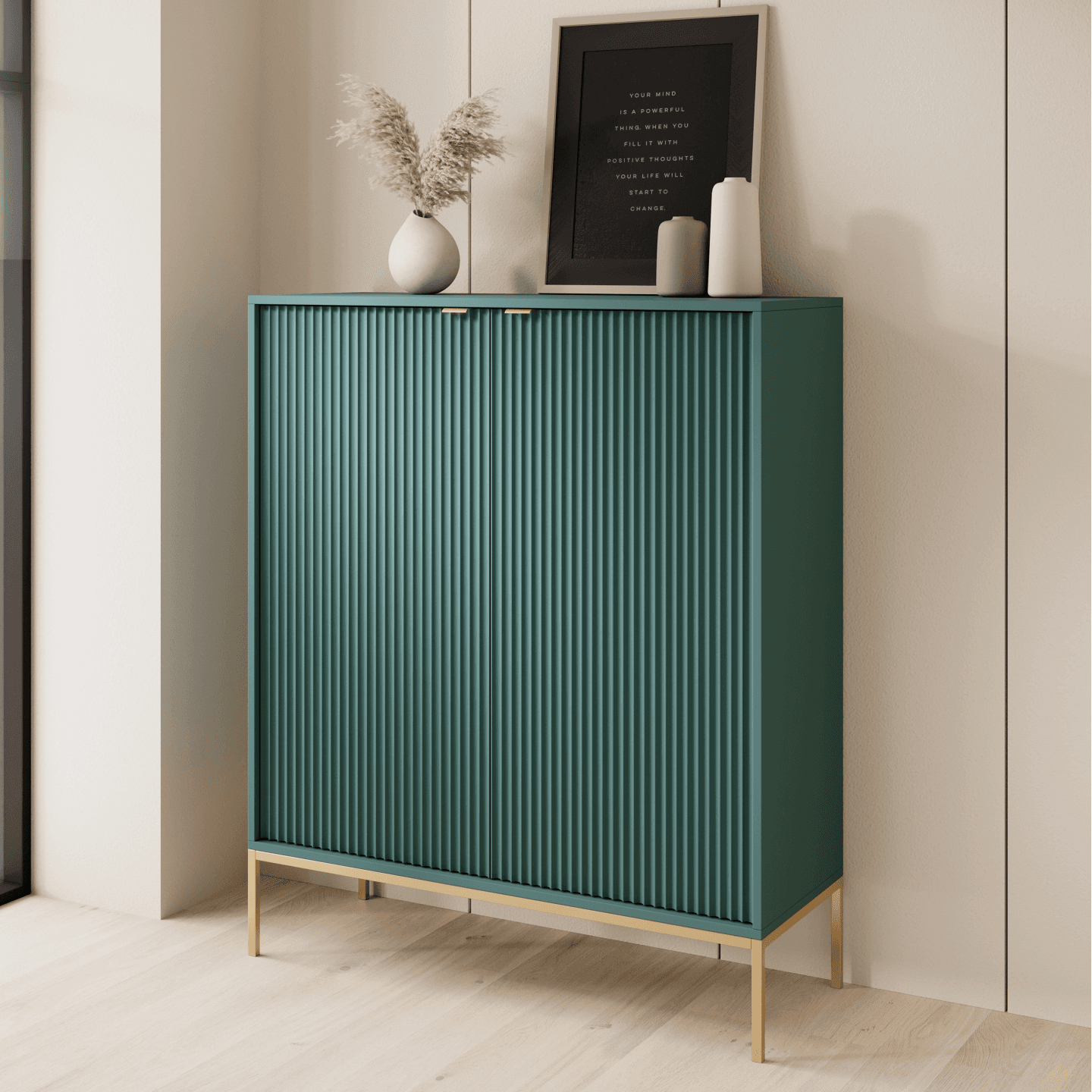 Komoda wysoka 104 cm Crow labrador + złote nóżki