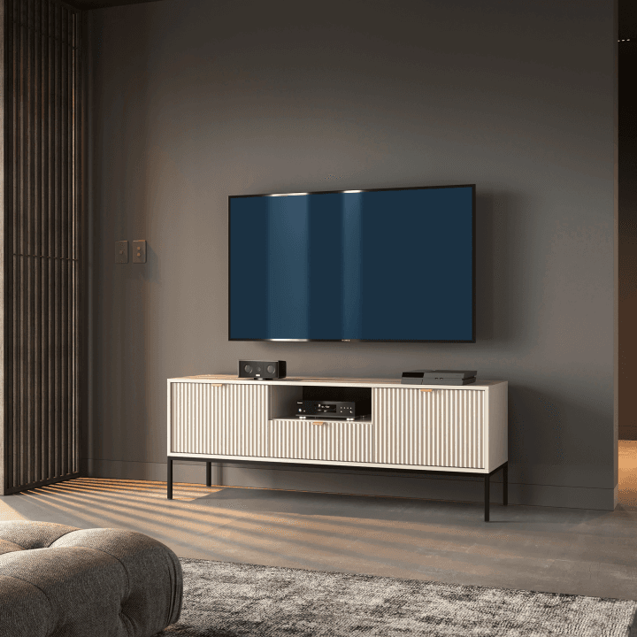 Szafka RTV Crow 154 cm kaszmir + czarny stelaż - zdjęcie 2