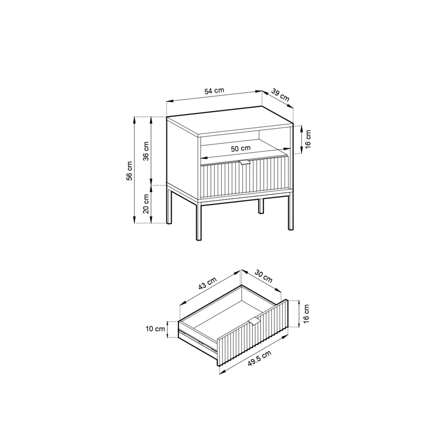 Stolik nocny Crow biały + złote nóżki