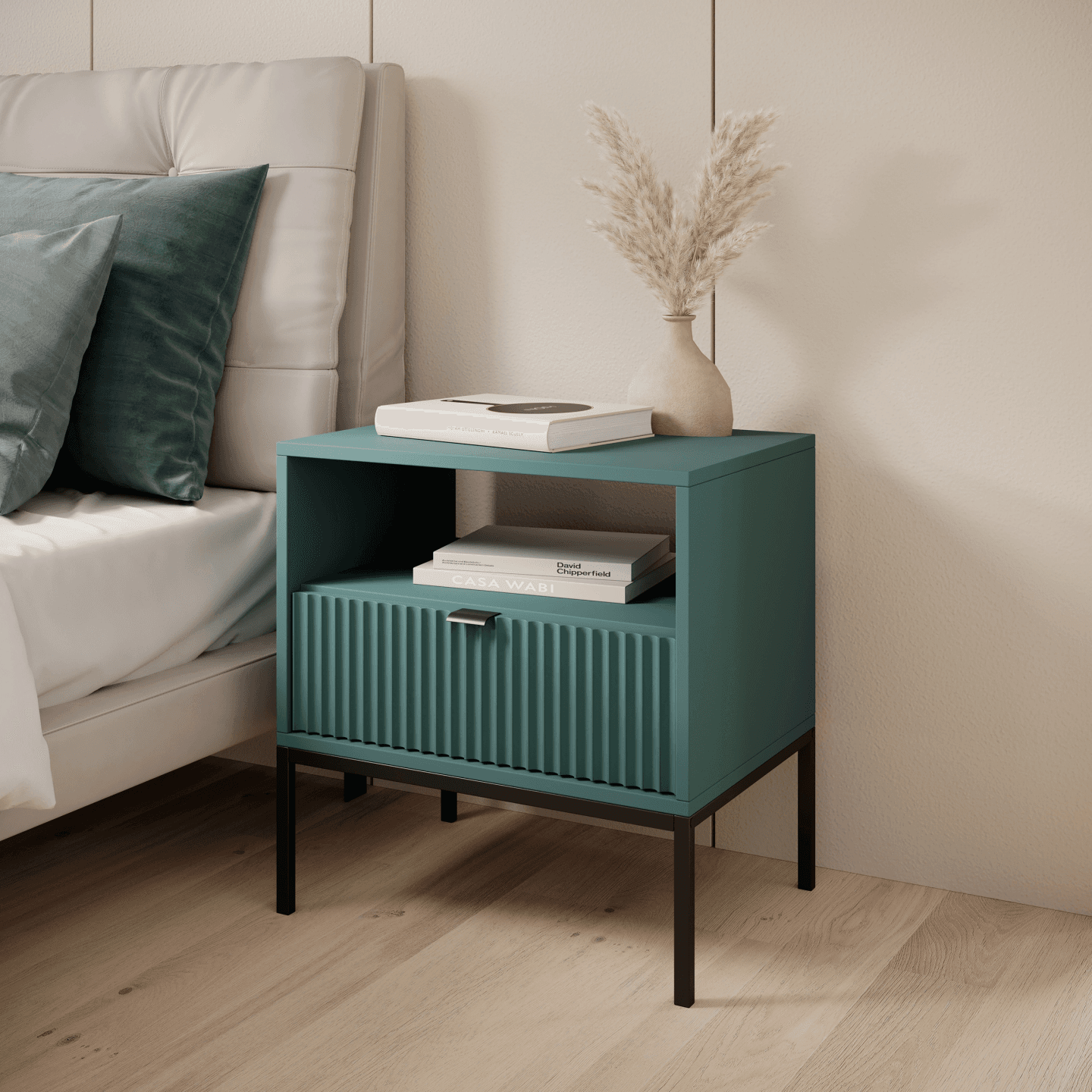 Stolik nocny Crow labrador + czarne nóżki