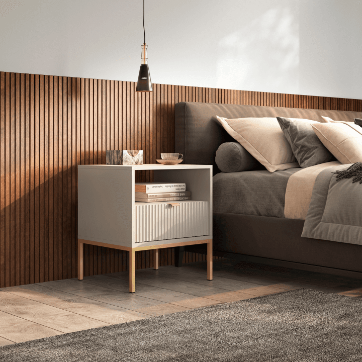 Stolik nocny Crow 54 cm kaszmir + złoty stelaż - zdjęcie 2