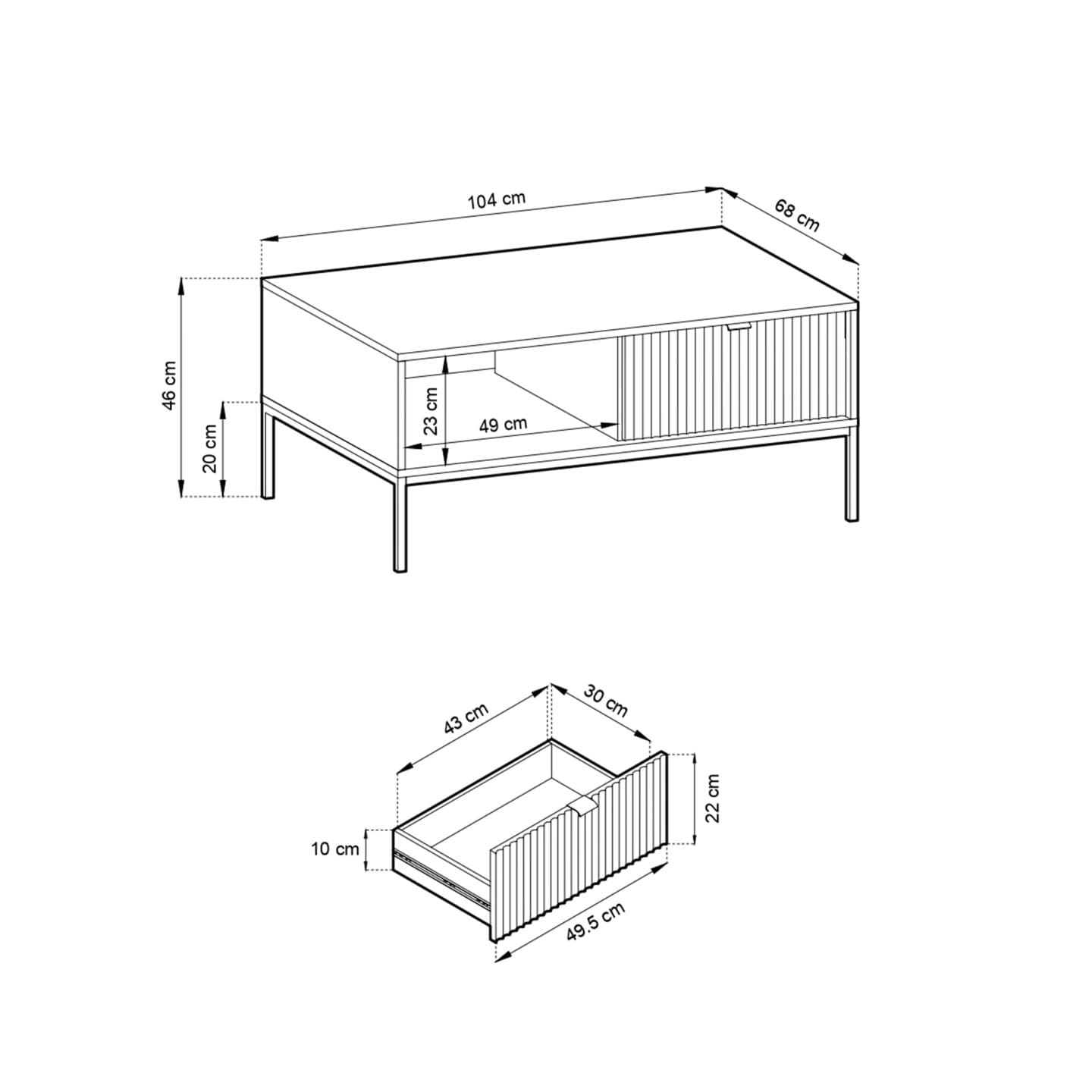 Stolik kawowy Crow 104 cm kaszmir + złote nóżki