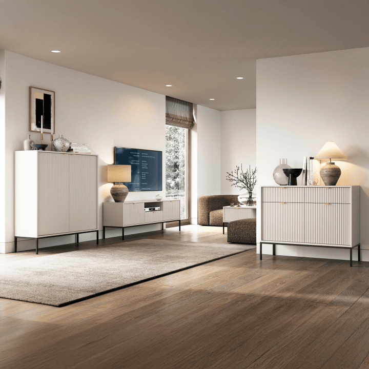 Stolik kawowy Crow 104 cm kaszmir + czarny stelaż - zdjęcie 2