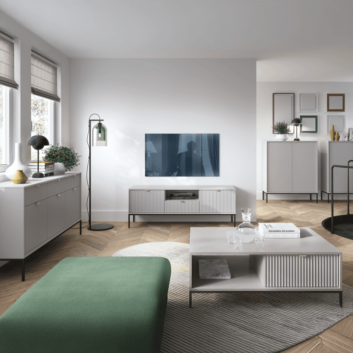 Stolik kawowy Crow 104 cm szary + czarny stelaż - zdjęcie 2