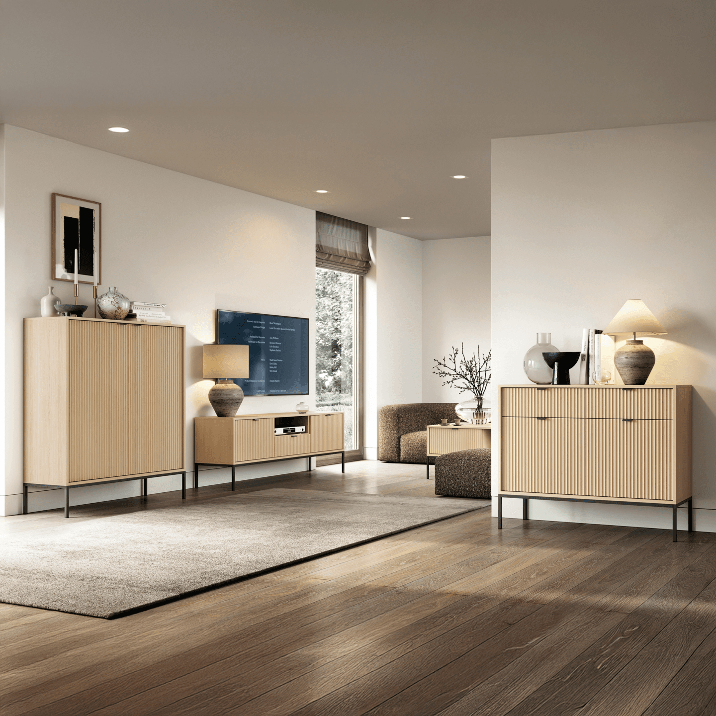 Szafka RTV Crow 154 cm dąb vicenza + czarne nóżki