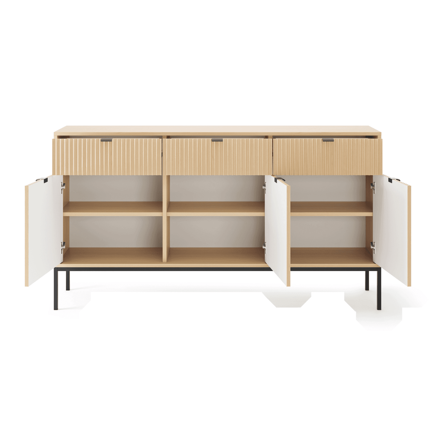 Komoda Crow 154 cm dąb vicenza + czarne nóżki