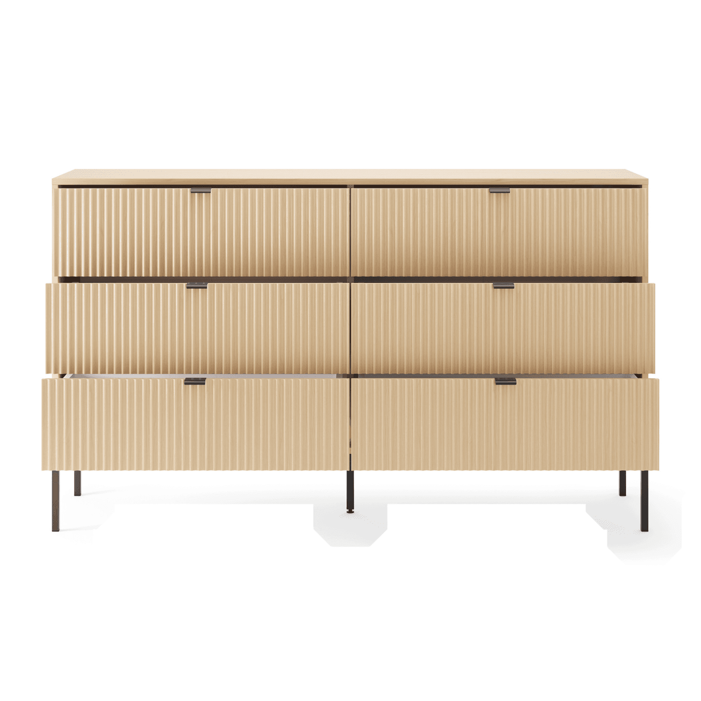 Komoda Crow z sześcioma szufladami dąb vicenza + czarne nóżki