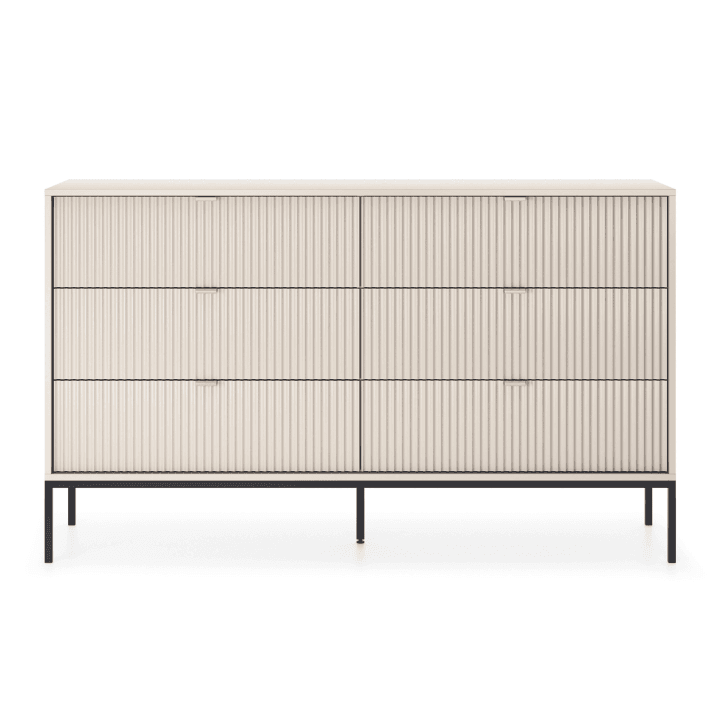 Komoda Crow z sześcioma szufladami kaszmir + czarne nóżki