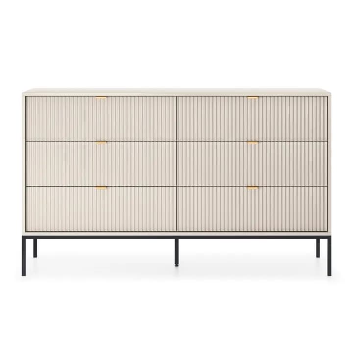 Komoda Crow z sześcioma szufladami kaszmir + czarne nóżki