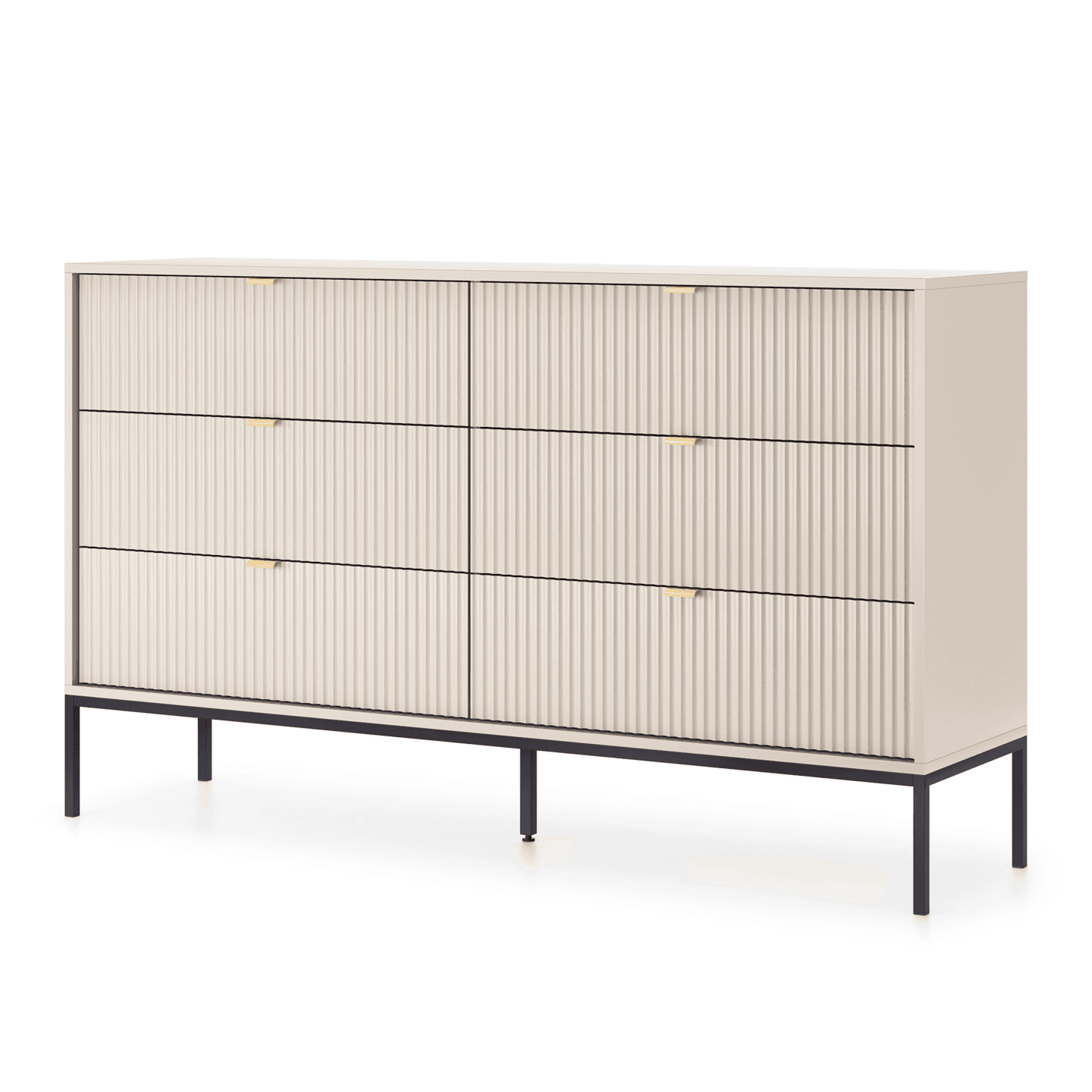 Komoda Crow z sześcioma szufladami kaszmir + czarne nóżki