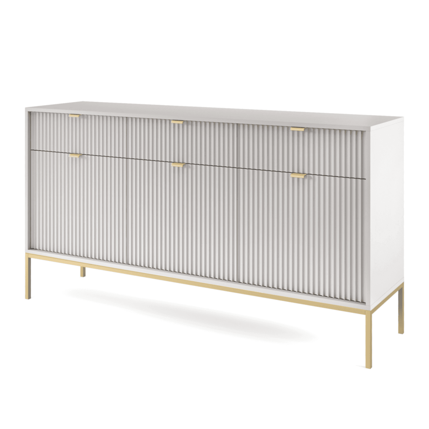 Komoda Crow z sześcioma szufladami szary + złote nóżki