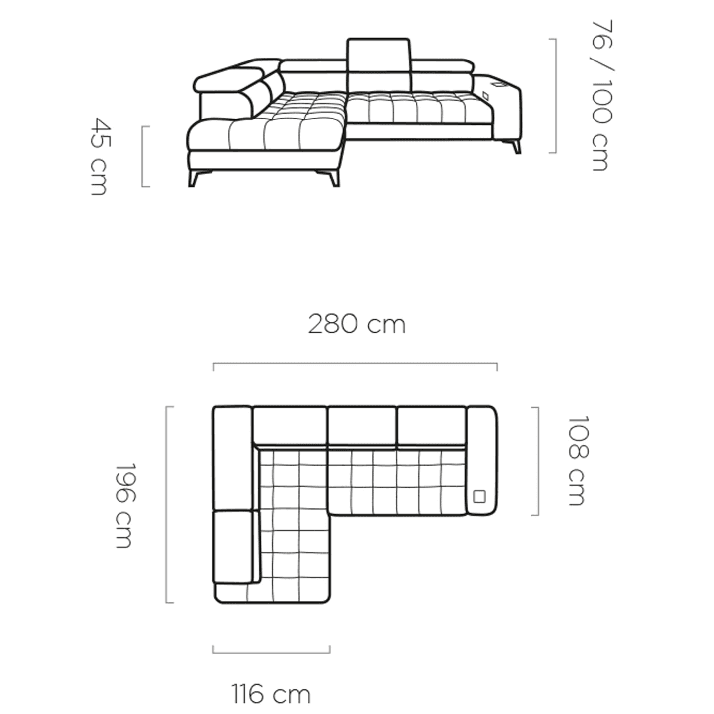 Narożnik elektryczny Baggio Monolith 04