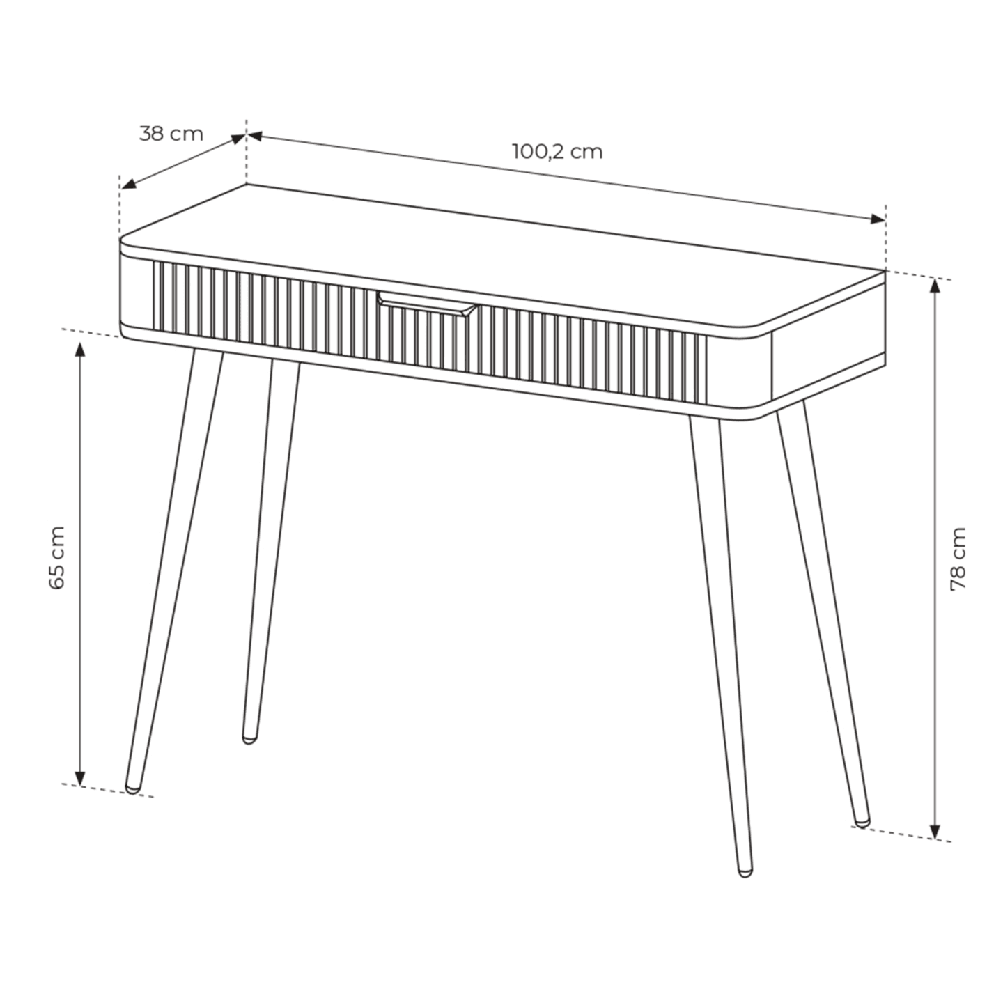 Toaletka Beżowa Verona ze złotymi nogami, Stylowa Ryflowana
