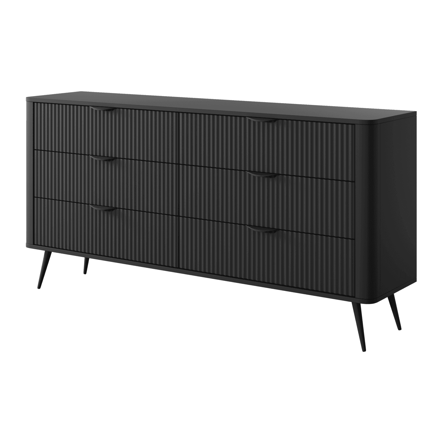 Nowoczesna Komoda z 6 szufladami Czarna Verona 163 cm do sypialni