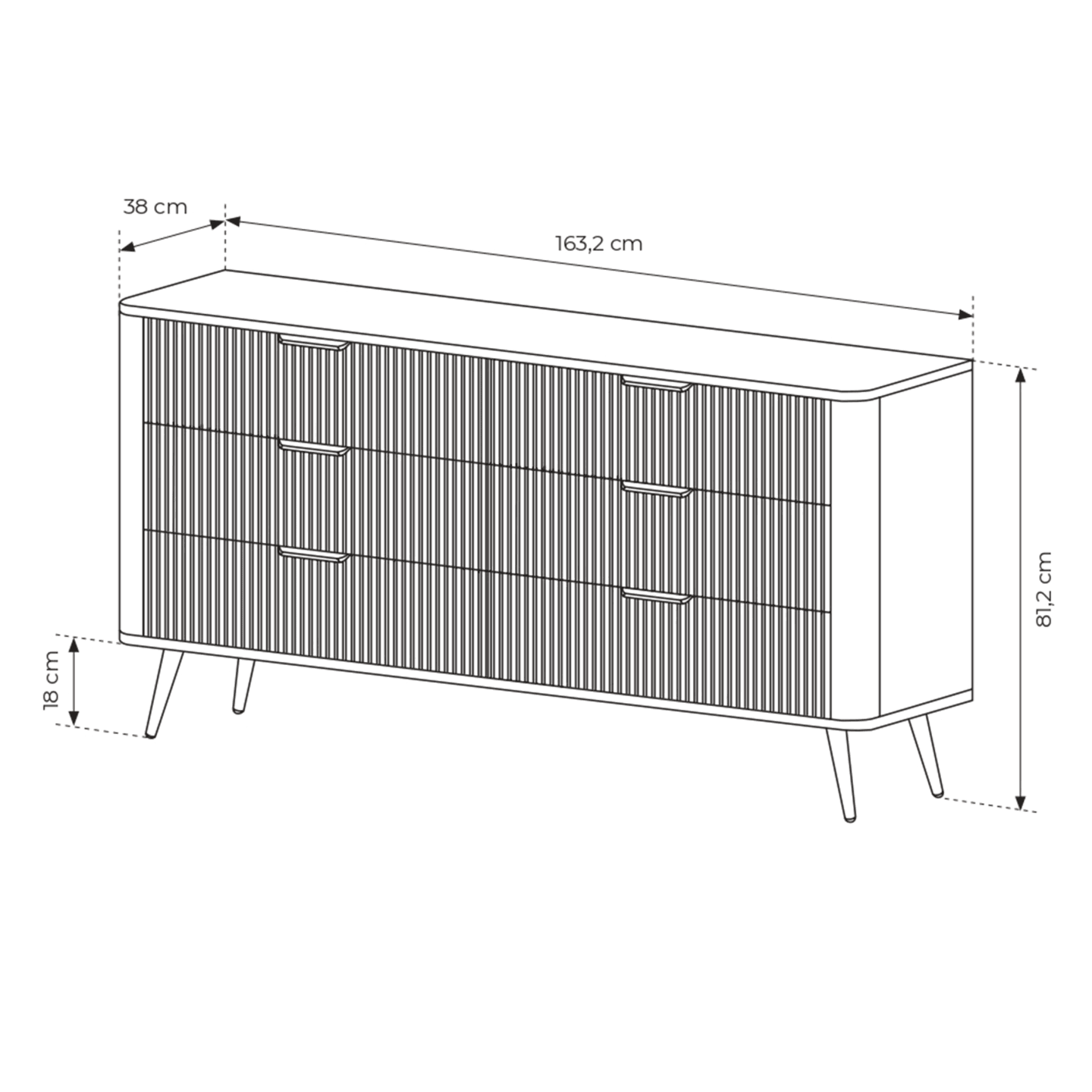 Nowoczesna Komoda z 6 szufladami Czarna Verona 163 cm do sypialni