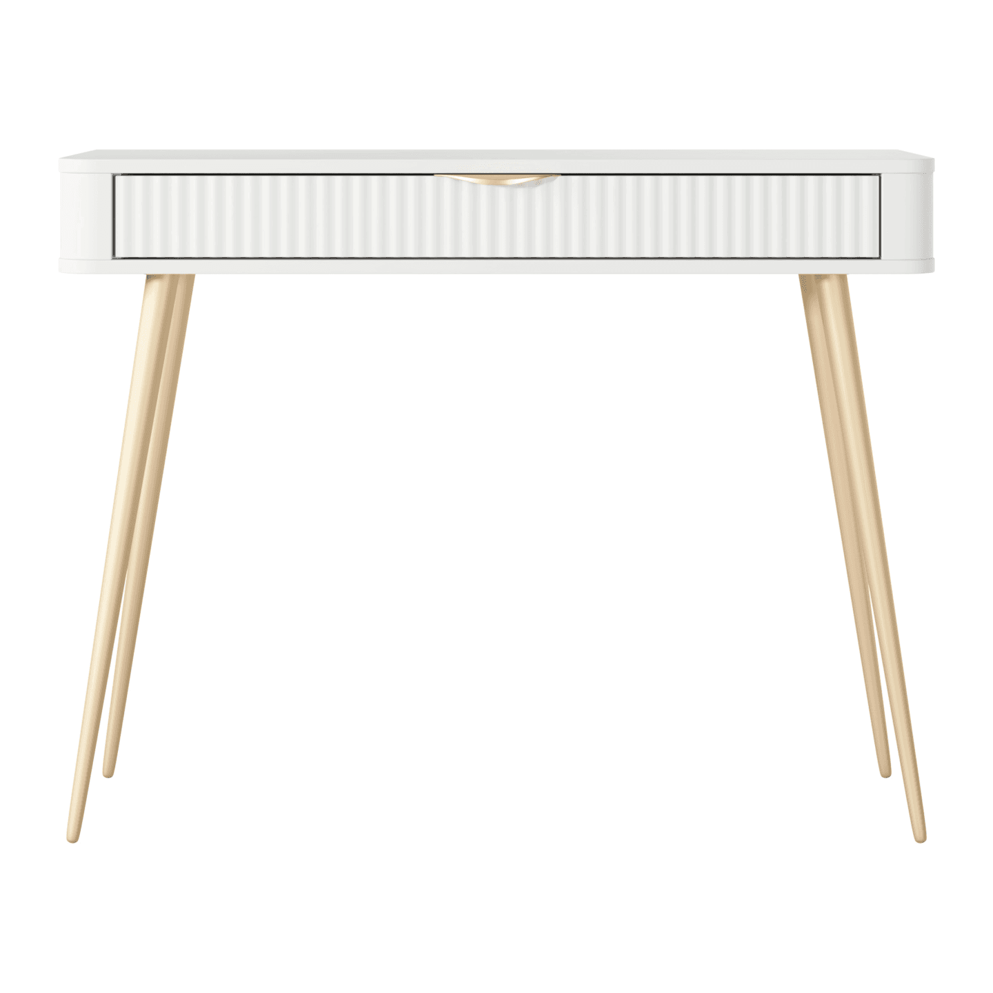Stylowa Toaletka Verona, biała ze złotymi nogami i szufladą