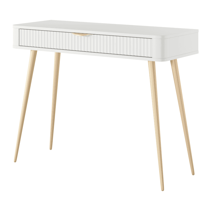 Stylowa Toaletka Verona, biała ze złotymi nogami i szufladą