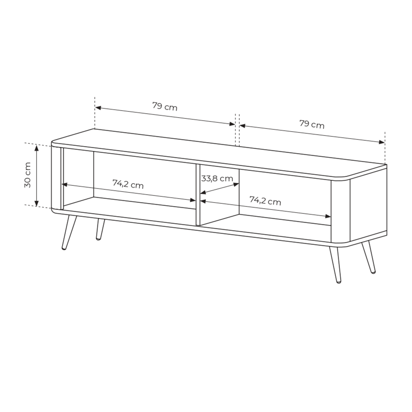 Stylowa Szafka RTV Biała ze złotymi nogami Verona