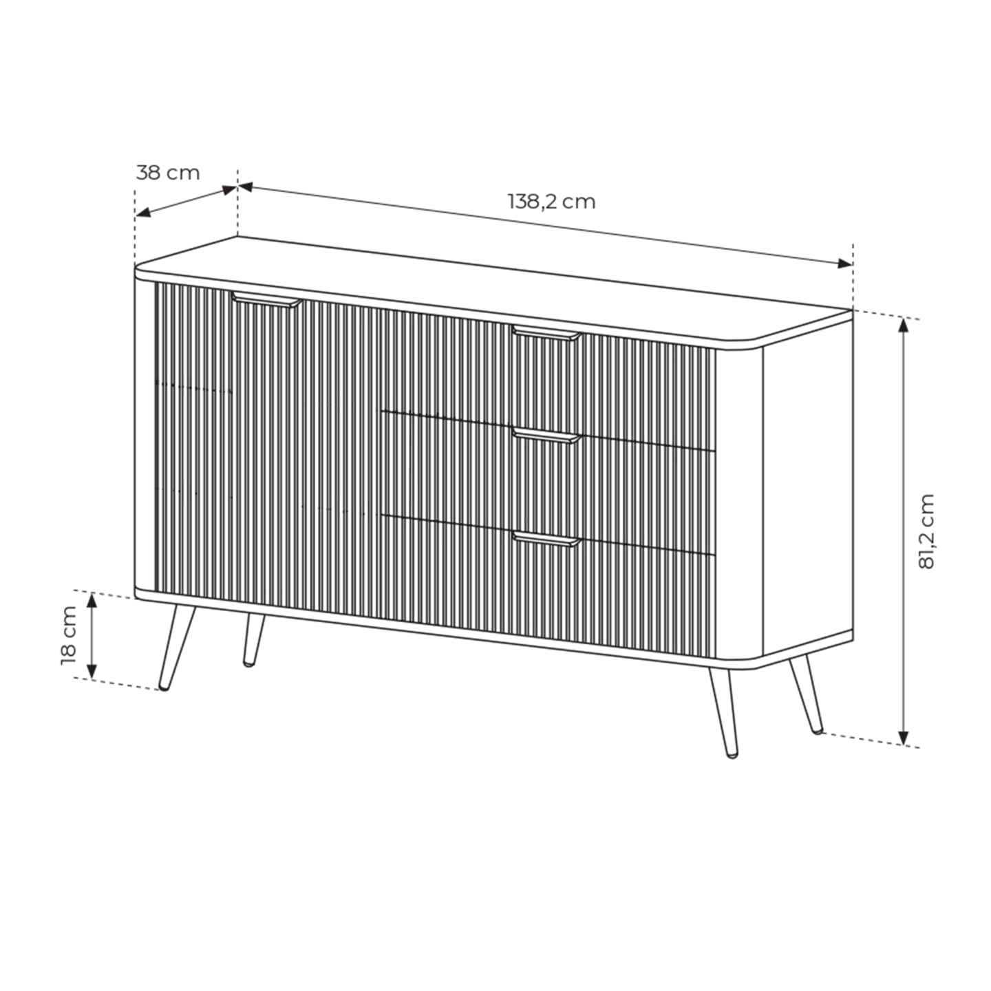 Nowoczesna Komoda Verona z szufladami, biała ze złotymi nogami