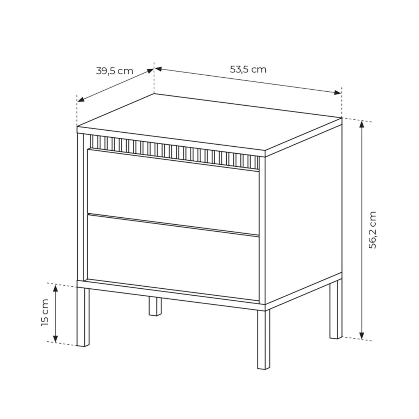 Nowoczesny Stolik nocny czarny Nelio z szufladami 53 cm