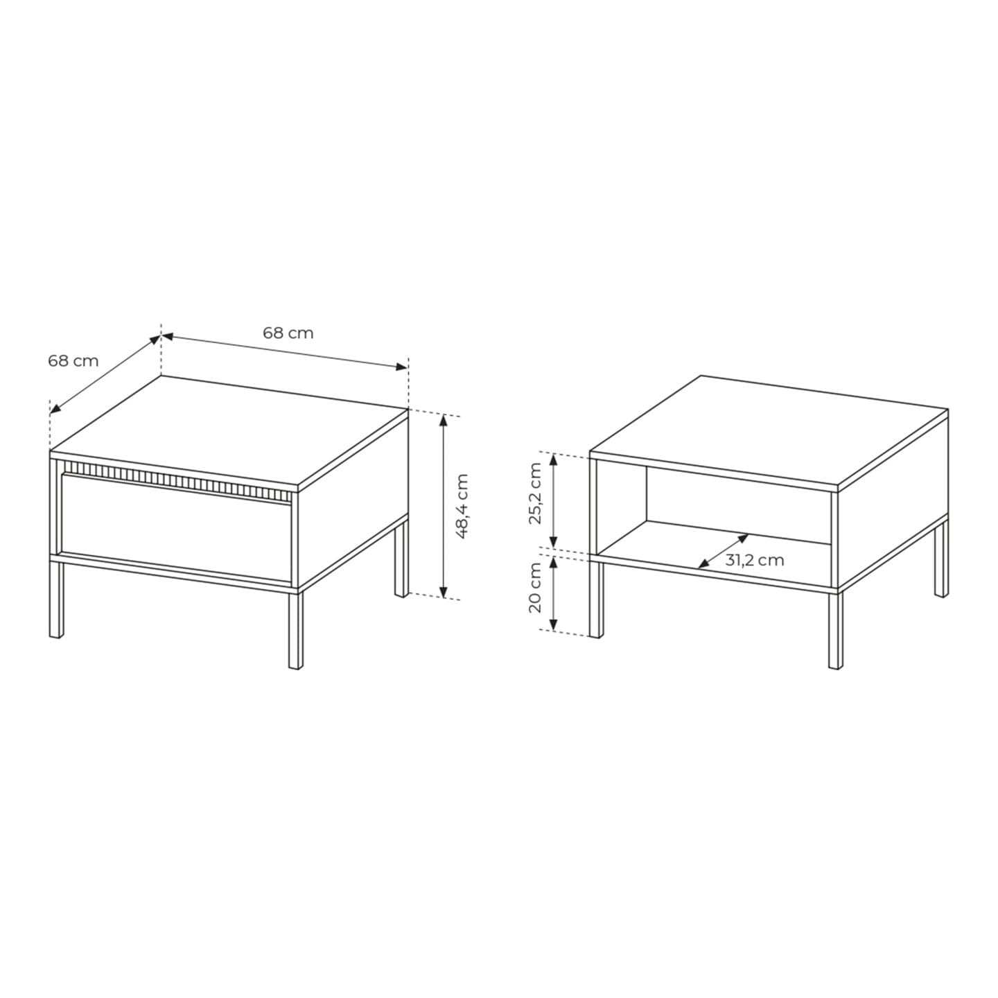 Nowoczesny Stolik kawowy czarny Nelio z szufladą Ryfle, Ława