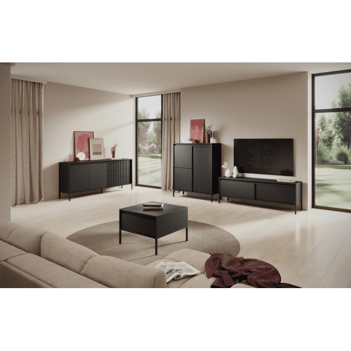 Nowoczesny Stolik kawowy czarny Nelio z szufladą Ryfle, Ława - zdjęcie 2