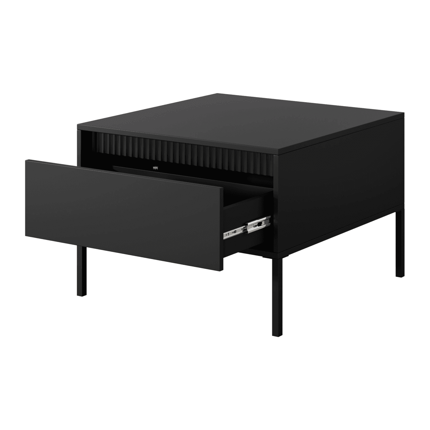 Nowoczesny Stolik kawowy czarny Nelio z szufladą Ryfle, Ława
