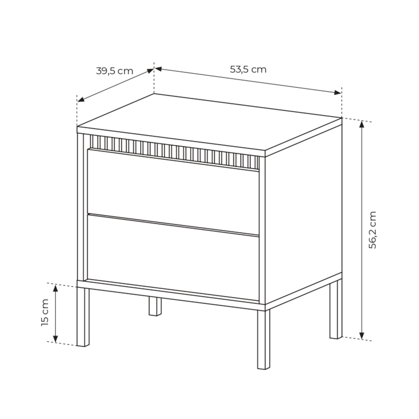 Stolik nocny beżowy Nelio 2 Szuflady