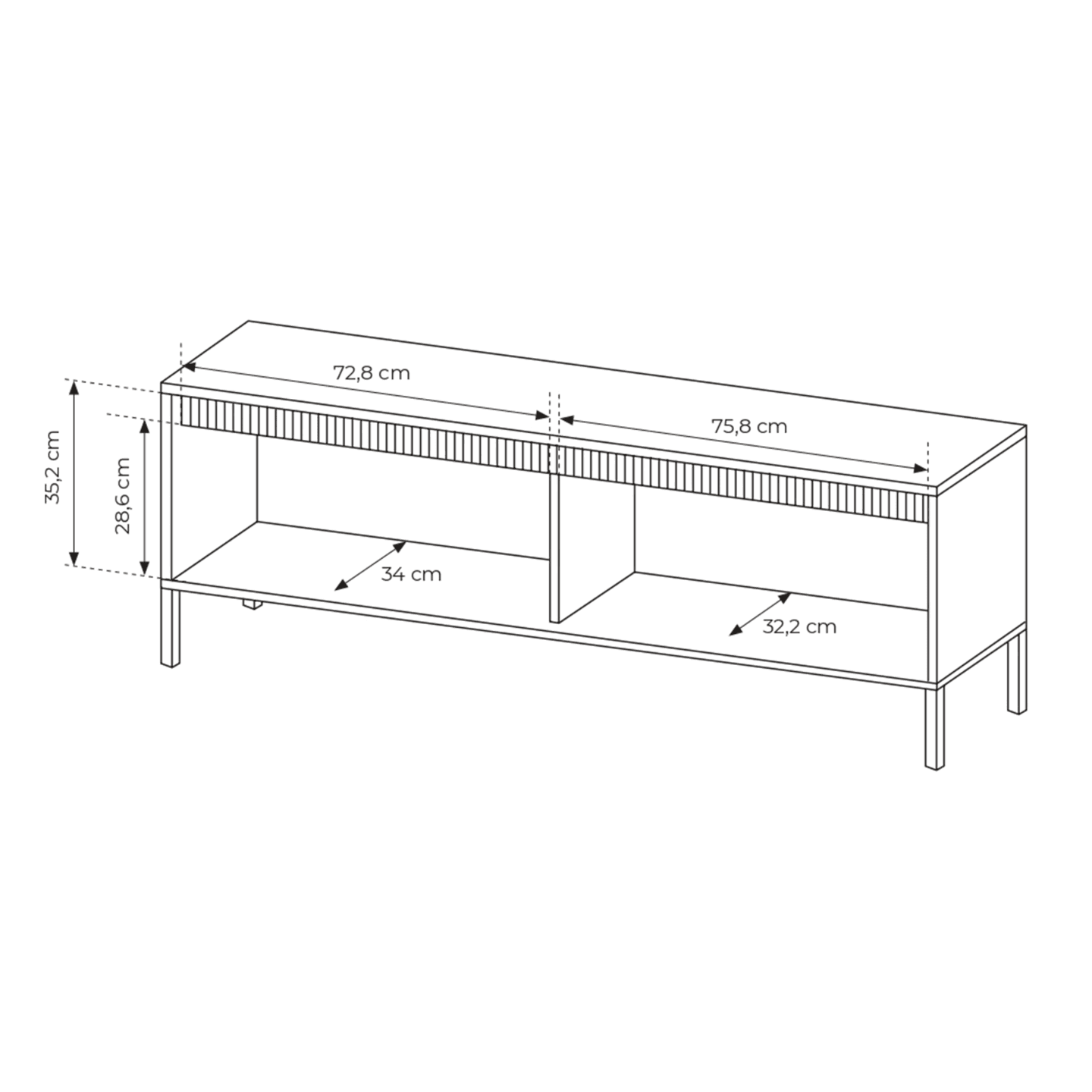 Szafka RTV Beżowa Nelio pod telewizor z ryflowanymi frontami