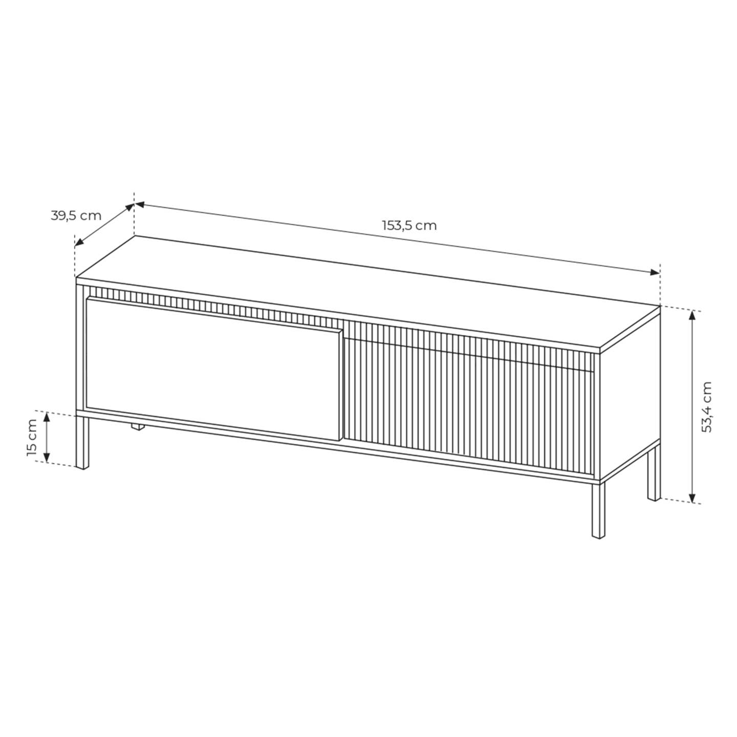 Szafka RTV Beżowa Nelio pod telewizor z ryflowanymi frontami