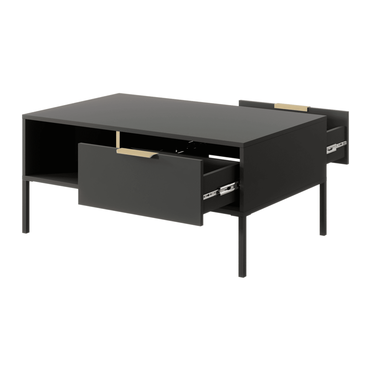 Stolik Kawowy Muri w kolorze antracyt ze złotymi uchwytami